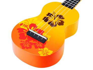 Ukulele "Hibiscus" inkl. Tasche, orange burst